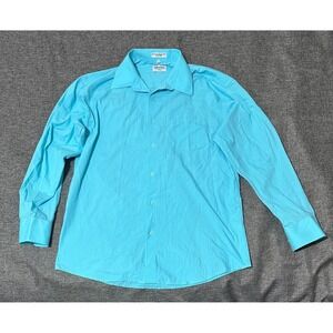 Berlioni Italy Men's XL 17-17 1/2 34/35 Light Blue Long Sleeve Shirt